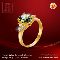 Nhẫn Nữ Vàng 24K Gắn Đá Emerald