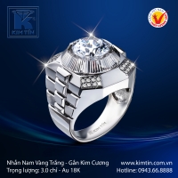 Nhẫn Nam Vàng Trắng 18K