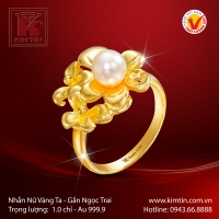 Nhẫn Nữ Vàng 24K Gắn Ngọc Trai