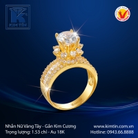 Nhẫn Kim Cương Vàng Màu 18K