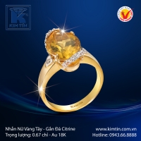 Nhẫn Nữ Vàng Màu Gắn Đá Citrine