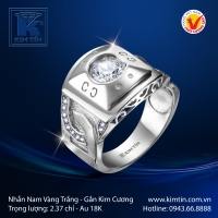 Nhẫn Nam Vàng Trắng 18K