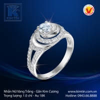 Nhẫn Kim Cương Vàng Trắng 18K