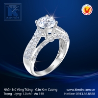 Nhẫn Kim Cương Vàng Trắng 14K