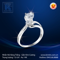 Nhẫn Kim Cương Vàng Trắng 14K