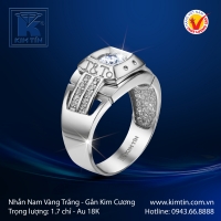 Nhẫn Nam Vàng Trắng 18K