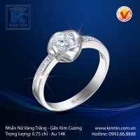 Nhẫn Kim Cương Vàng Trắng 14K