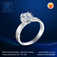 Nhẫn Kim Cương Vàng Trắng 18K