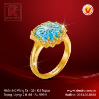Nhẫn Nữ Vàng 24K Gắn Đá Topaz
