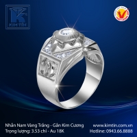 Nhẫn Nam Vàng Trắng 18K