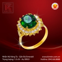 Nhẫn Nữ Vàng 24K Gắn Đá Emerald