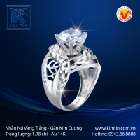 Nhẫn Kim Cương Vàng Trắng 14K