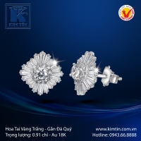 Hoa Tai Vàng Trắng 18K