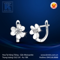 Hoa Tai Vàng Trắng 18K