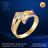Nhẫn Kim Cương Vàng Màu 18K