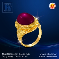 Nhẫn Nữ Vàng Màu Gắn Đá Ruby