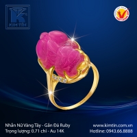 Nhẫn Nữ Vàng Màu Gắn Đá Ruby