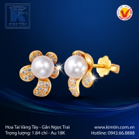 Hoa Tai Ngọc Trai Vàng Màu 18K