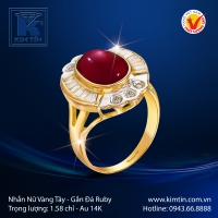 Nhẫn Nữ Vàng Màu Gắn Đá Ruby