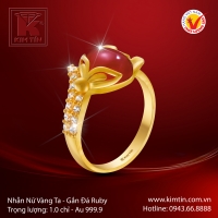 Nhẫn Nữ Vàng 24K Gắn Đá Ruby
