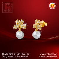 Hoa Tai Vàng 24K Nạm Ngọc Trai