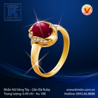 Nhẫn Nữ Vàng Màu Gắn Đá Ruby