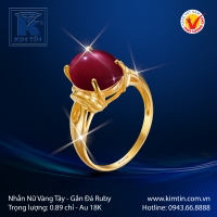 Nhẫn Nữ Vàng Màu Gắn Đá Ruby
