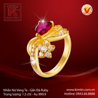 Nhẫn Nữ Vàng 24K Gắn Đá Ruby