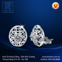 Hoa Tai Kim Cương Vàng Trắng 18K