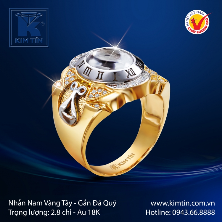 Nhẫn Nam Vàng Màu 18K