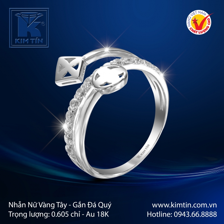 Nhẫn Nữ Vàng Trắng 18K