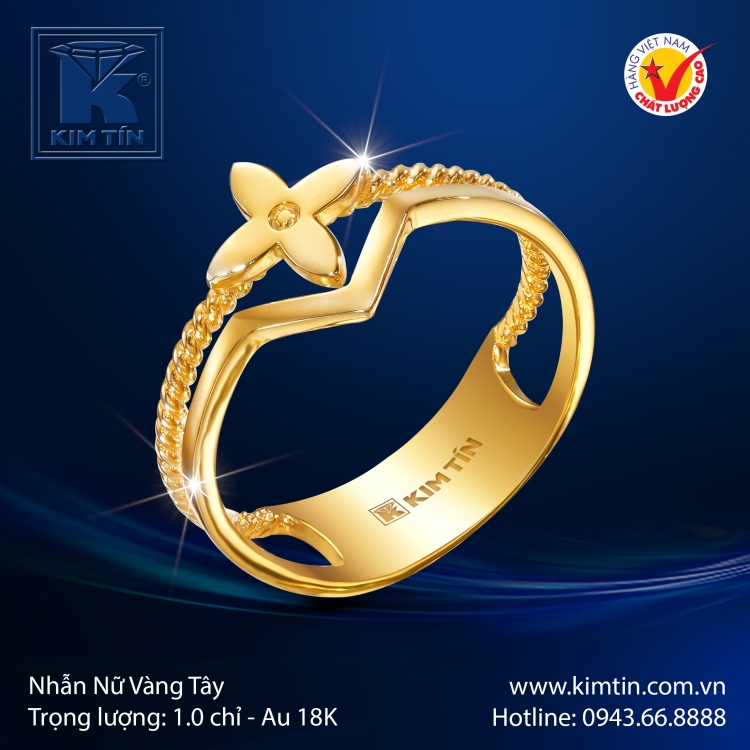 Nhẫn Nữ Vàng Màu 18K