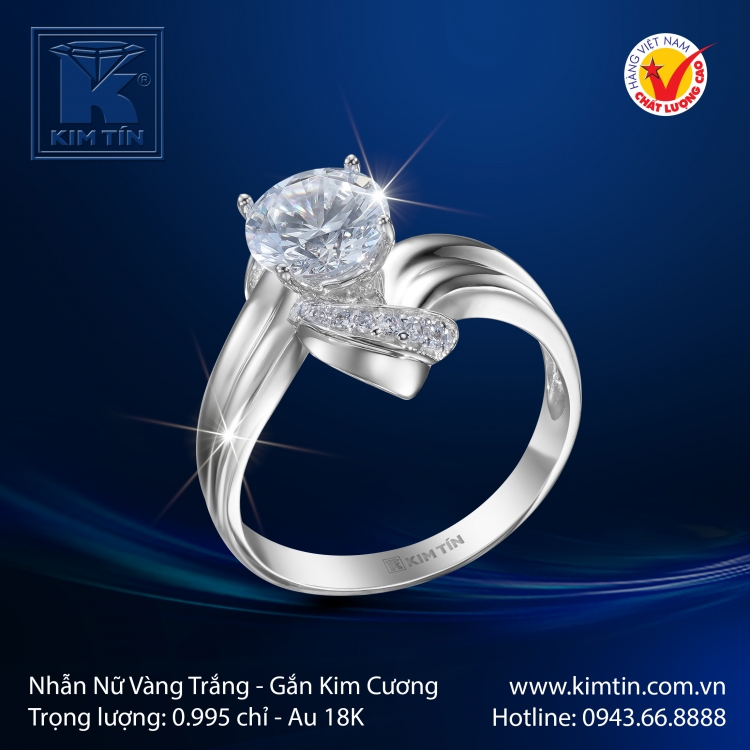 Nhẫn Nữ Vàng Trắng 18K