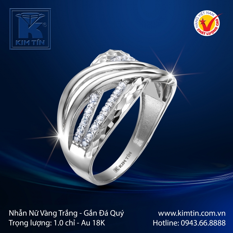 Nhẫn Nữ Vàng Trắng 18K