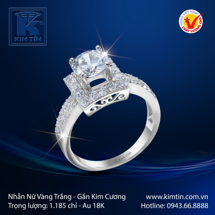 Nhẫn Nữ Vàng Trắng 18K