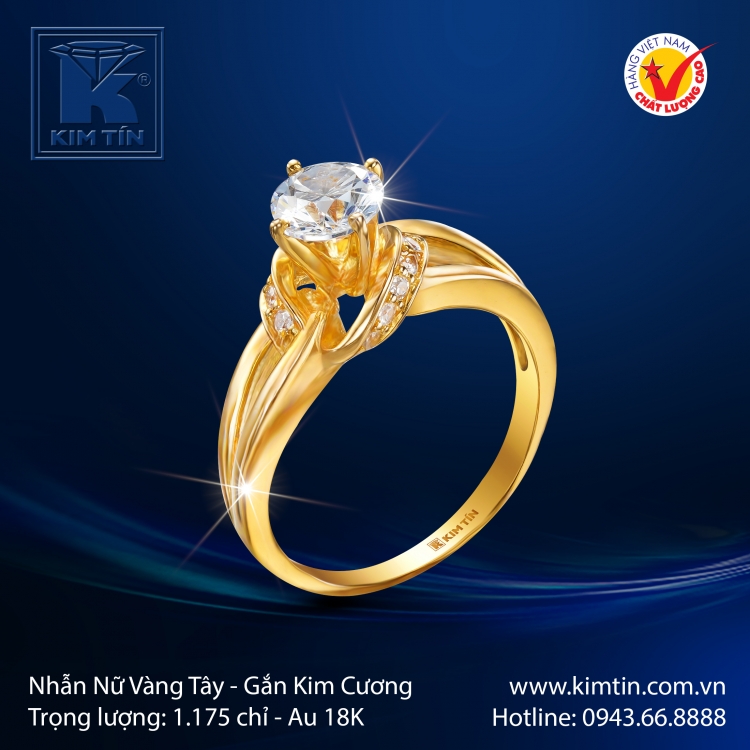 Nhẫn Nữ Vàng Màu 18K
