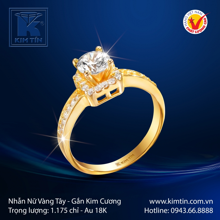 Nhẫn Nữ Vàng Màu 18K