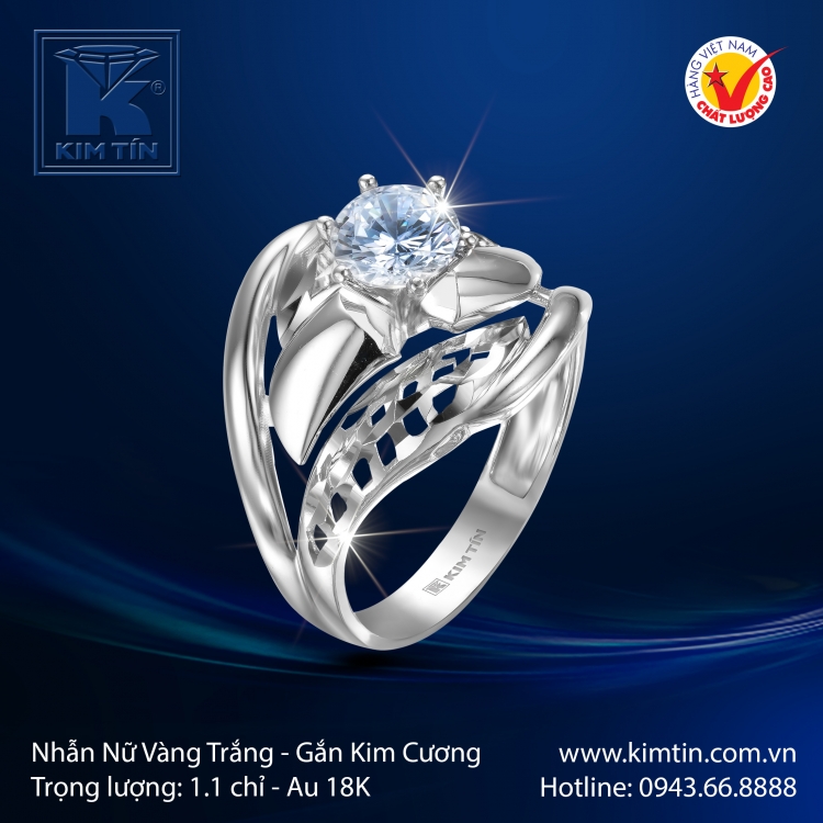 Nhẫn Nữ Vàng Trắng 18K