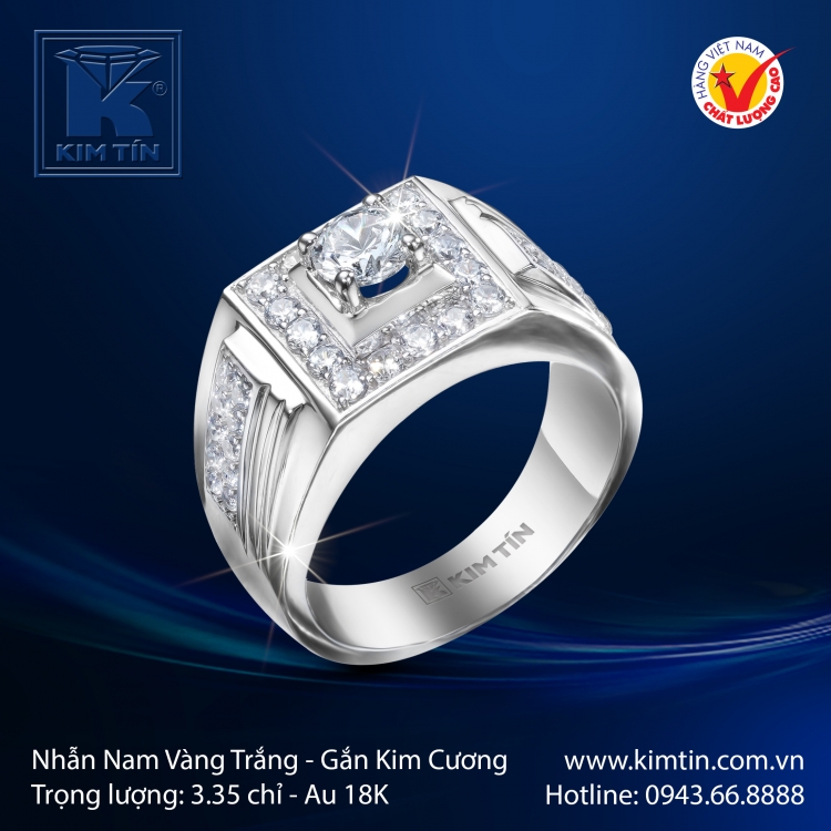 Nhẫn Kim Cương Vàng Trắng 18K