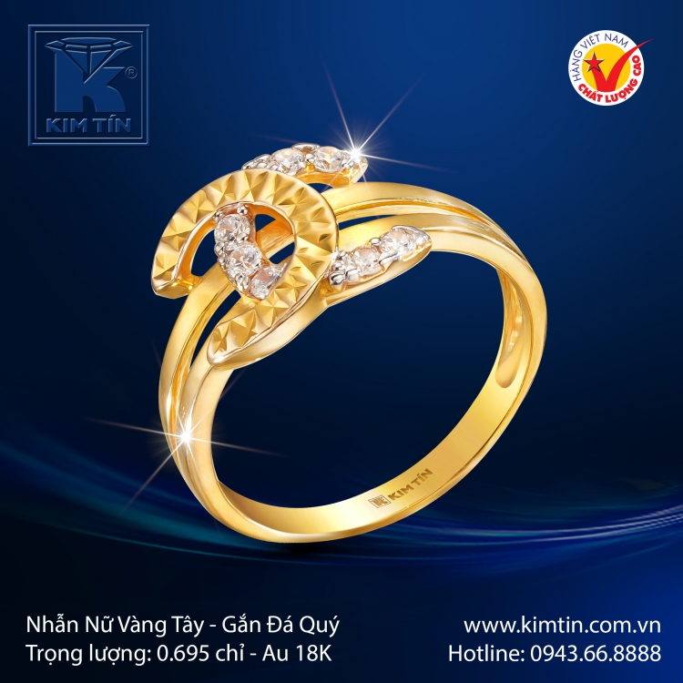 Nhẫn Nữ Vàng Màu 18K