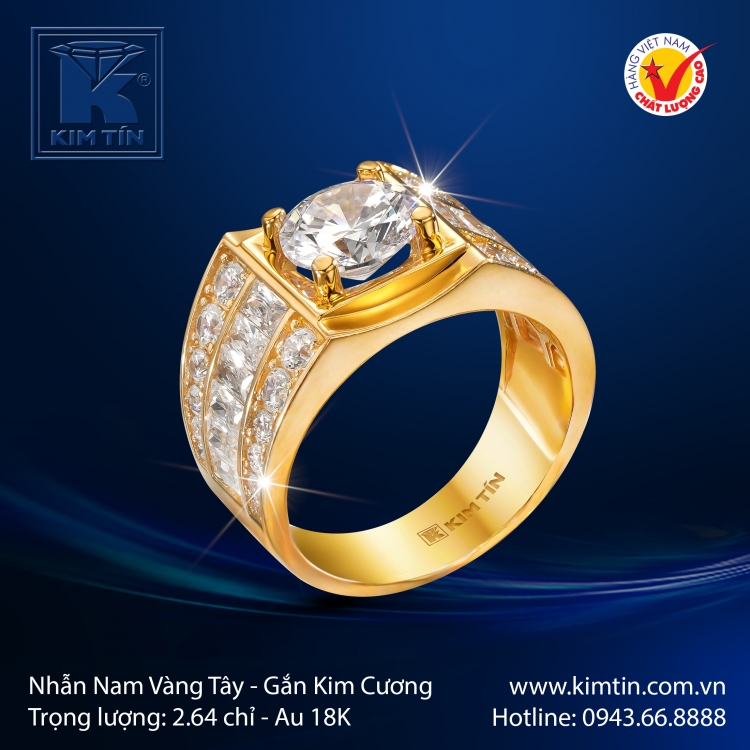 Nhẫn Kim Cương Vàng Màu 18K