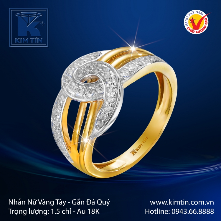 Nhẫn Nữ Vàng Màu 18K