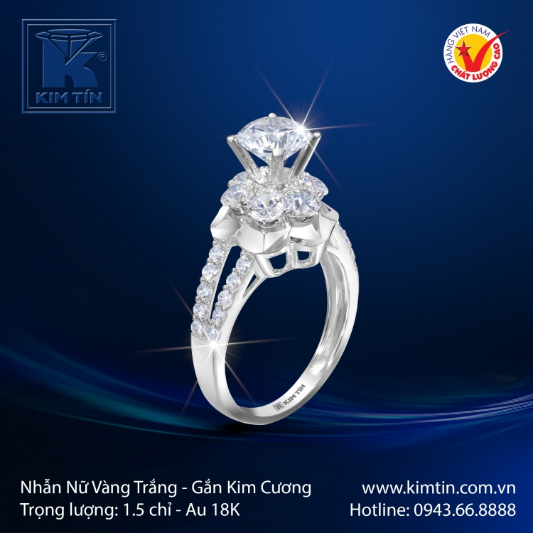 Nhẫn Nữ Vàng Trắng 18K