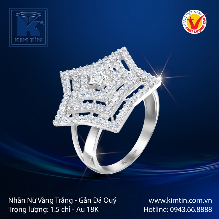 Nhẫn Nữ Vàng Trắng 18K