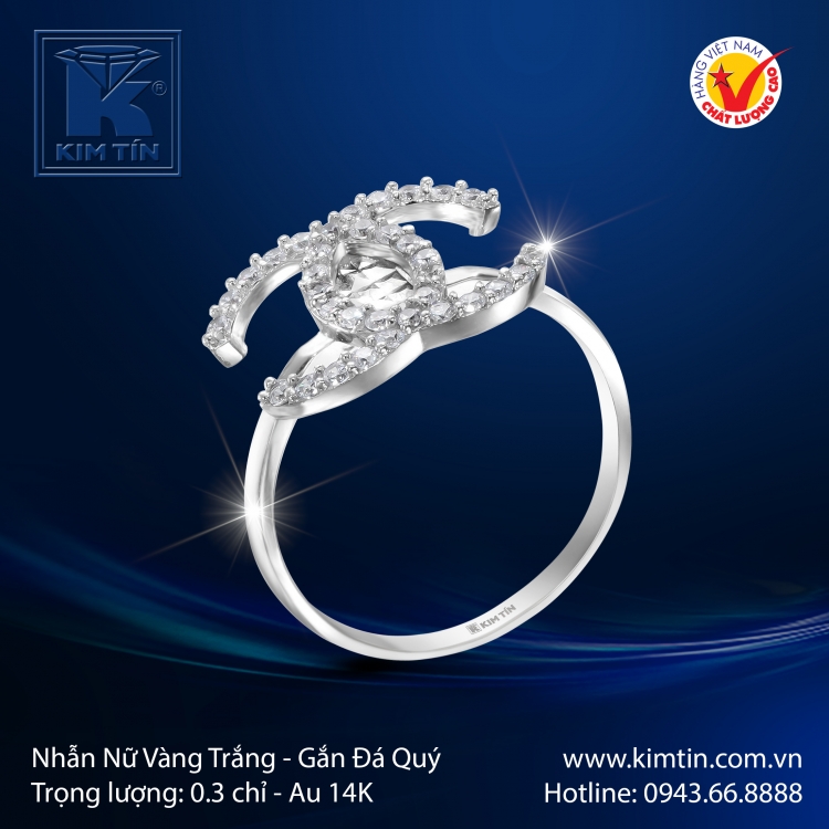 Nhẫn Nữ Vàng Trắng 14K