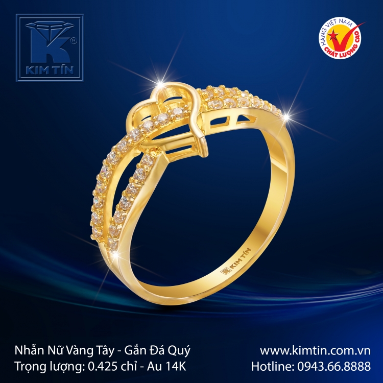 Nhẫn Nữ Vàng Màu 14K