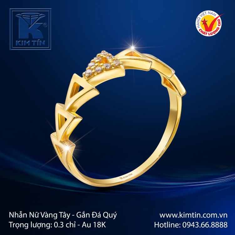 Nhẫn Nữ Vàng Màu 18K