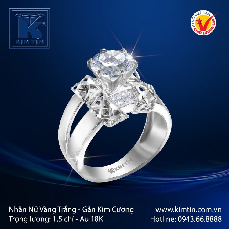 Nhẫn Nữ Vàng Trắng 18K