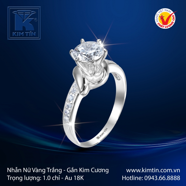 Nhẫn Nữ Vàng Trắng 18K
