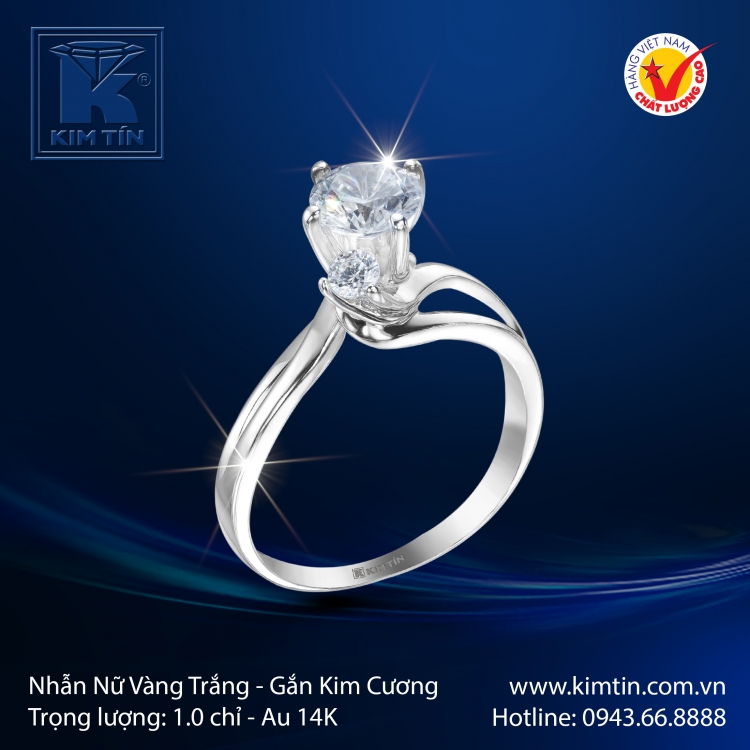 Nhẫn Nữ Vàng Trắng 14K